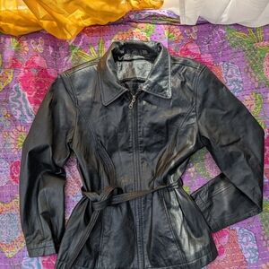 Jacqueline Ferrar Black Leather Jacket with Belt